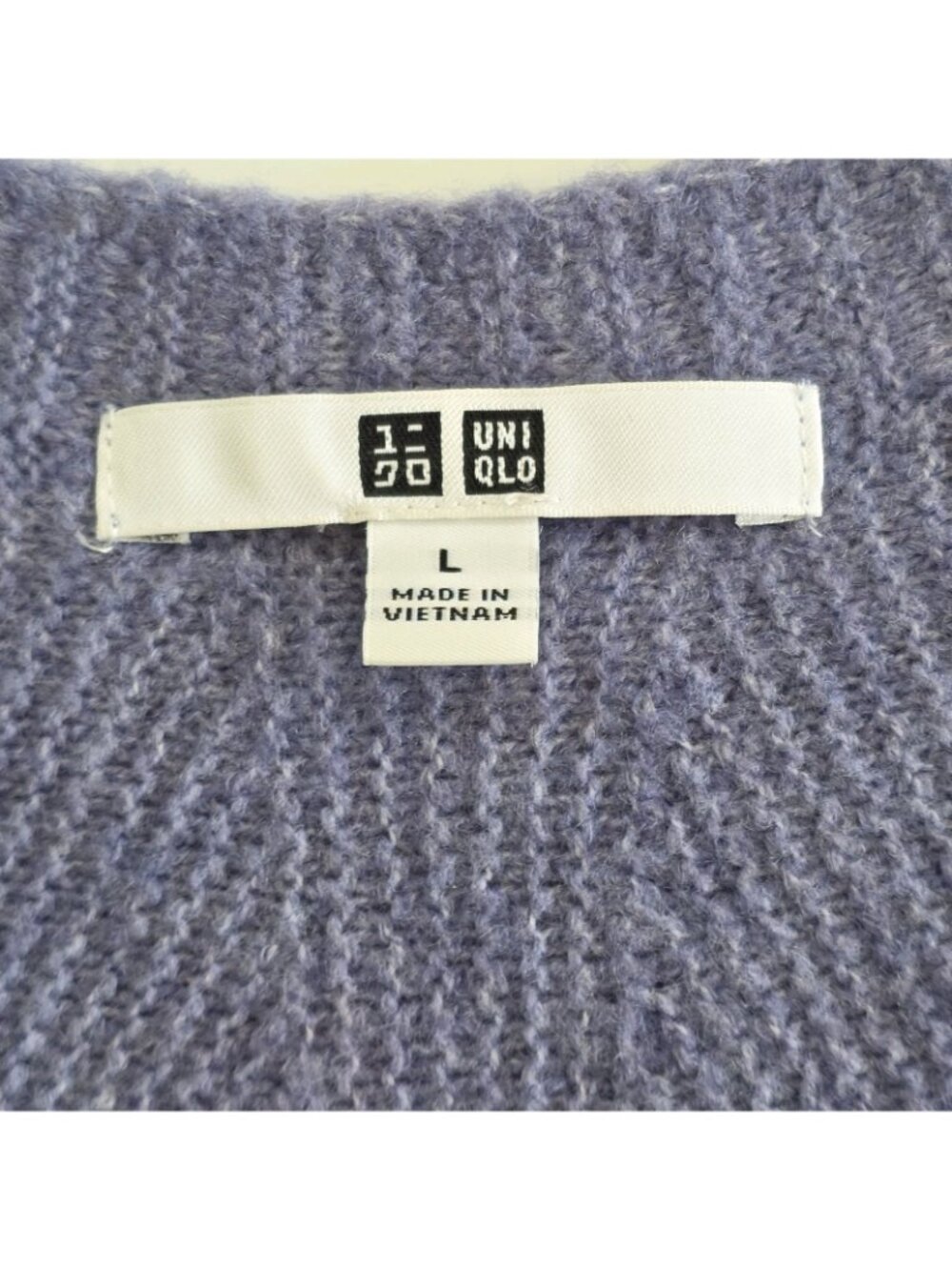 Uniqlo 3D Knit Souffle Yarn Cardigan L Lavender Purple Open Front Cocoon Slouchy - Picture 3 of 14